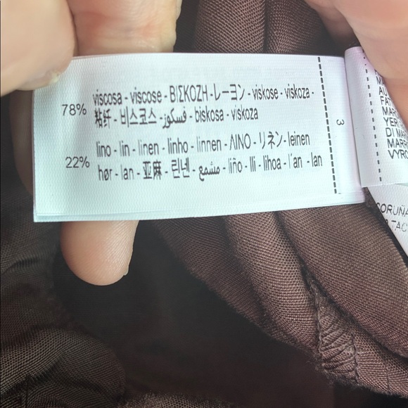 Zara NWT brown asymmetrical linen blend ruffle jumpsuit 8460/501 - Picture 7 of 7